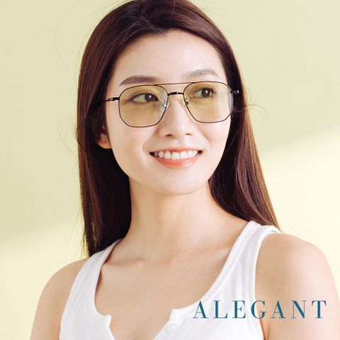 ALEGANT 歐美復古萊姆綠漸層雙樑設計偏光飛官墨鏡/UV400太陽眼鏡