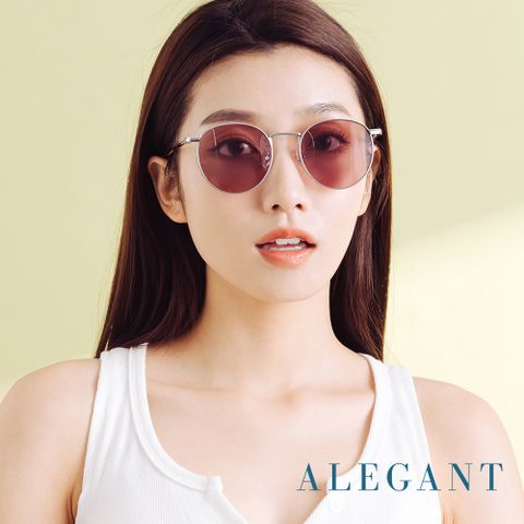 ALEGANT 質感古著托帕棕銀色圓框偏光墨鏡/UV400太陽眼鏡