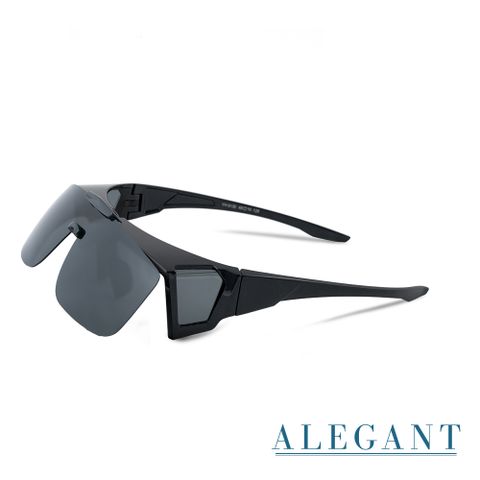 【ALEGANT】多功能可掀月影黑偏光墨鏡/MIT/掀蓋式/外掛式/上掀/全罩式/車用UV400太陽眼鏡/戶外休閒套鏡