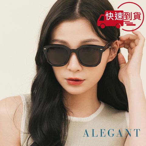 ALEGANT 曦夏曜晶黑時髦日常威靈頓粗框輕量TR90寶麗來偏光墨鏡/UV400太陽眼鏡