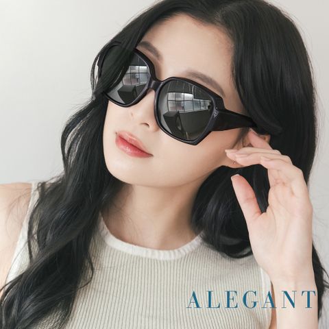 【ALEGANT】時尚森感黑舒適加大方框全罩式防滑彈力鏡腳寶麗來偏光墨鏡/外掛式UV400太陽眼鏡/包覆套鏡