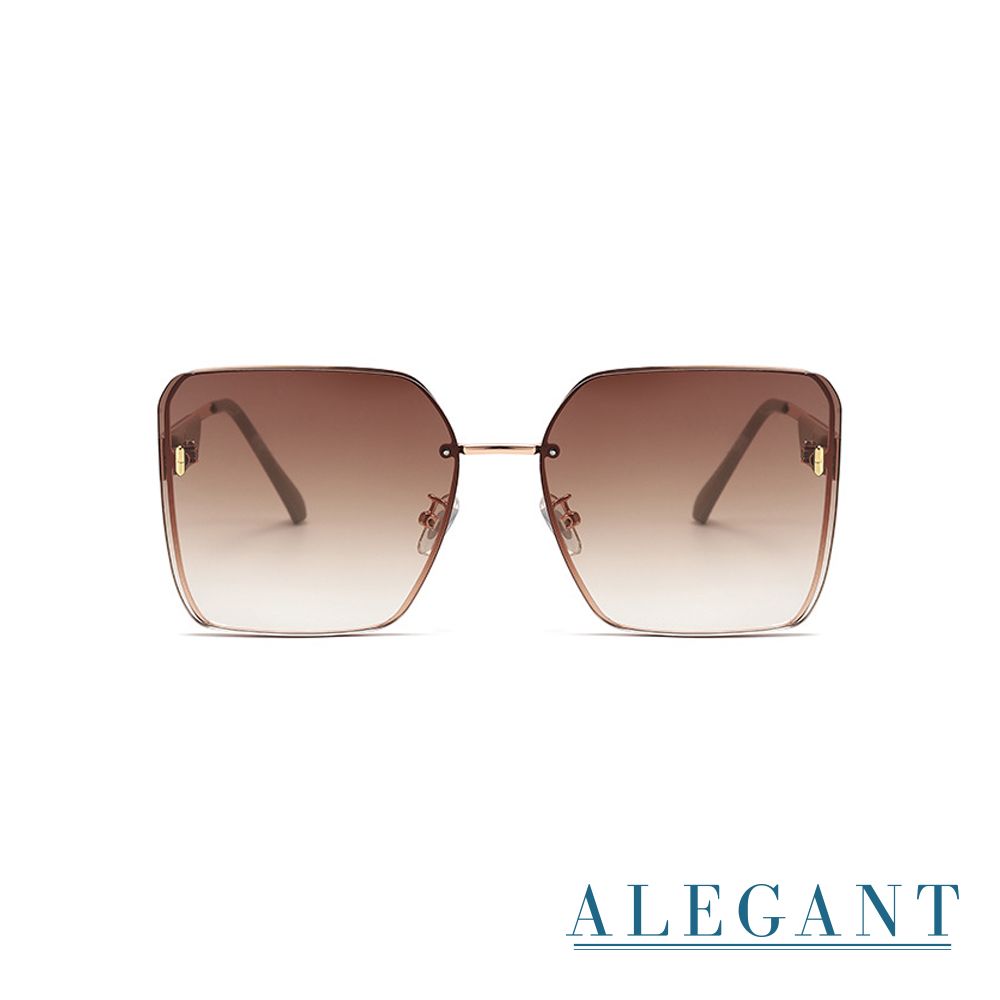 ALEGANT 輕裸時尚絲光漸層棕質感方框墨鏡/UV400太陽眼鏡