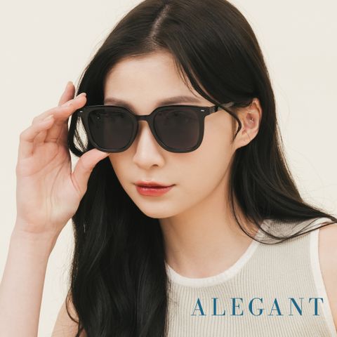 ALEGANT 潮流造型星沙黑輕量貓眼方框墨鏡/UV400太陽眼鏡