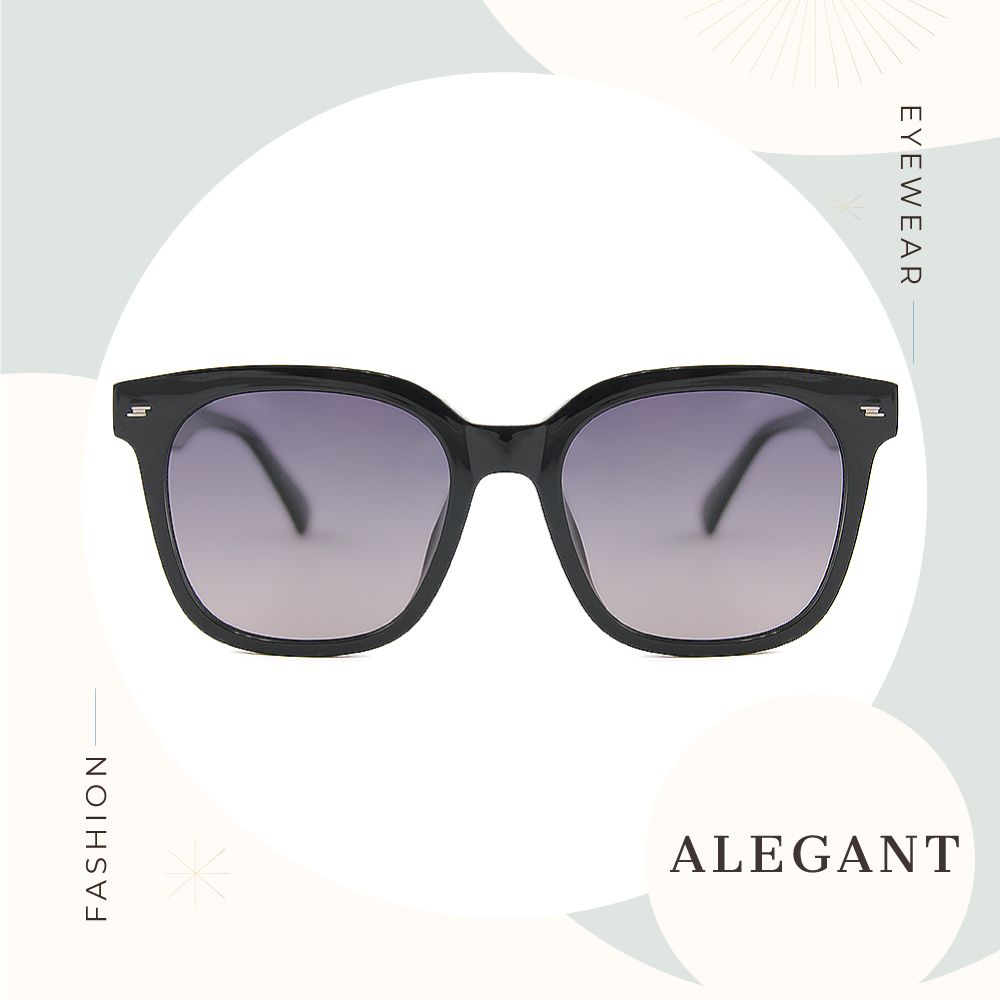 ALEGANT 韓系時尚海松茶黑線條感方框TR90偏光墨鏡/UV400太陽眼鏡