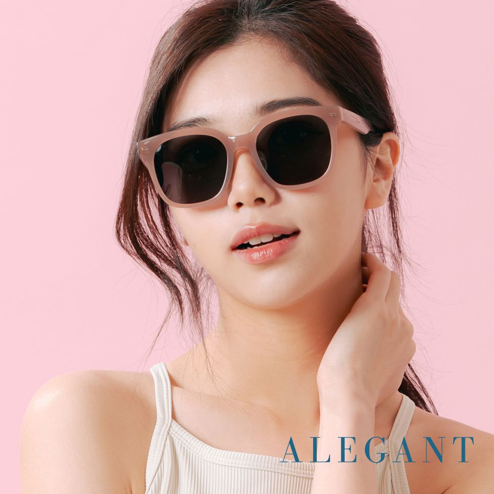 ALEGANT 韓系時尚水橡茶黑線條感方框TR90偏光墨鏡/UV400太陽眼鏡