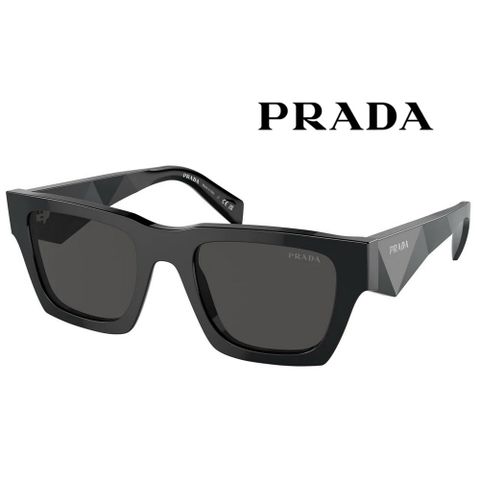 【PRADA 普拉達】亞洲版 奇異博士代言配戴款 時尚太陽眼鏡 3D立體設計鏡臂 PRA06SF 16K08Z 黑 公司貨