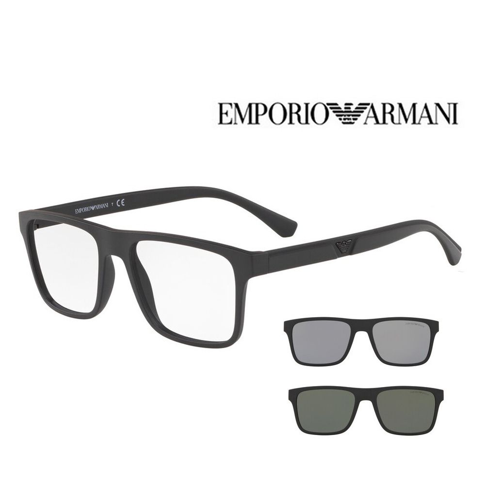 EMPORIO ARMANI 亞曼尼雙前掛太陽鏡片+光學眼鏡EA4115F 58011W 公司貨