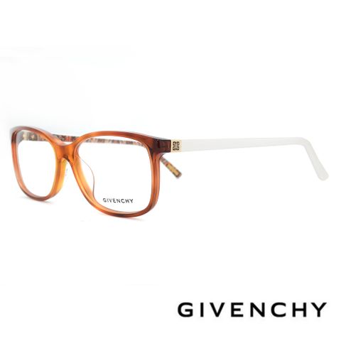 Givenchy 紀梵希 質感透框系列鏡腳圖騰光學眼鏡(- 咖橘/白 - GIVGV860-0APF)