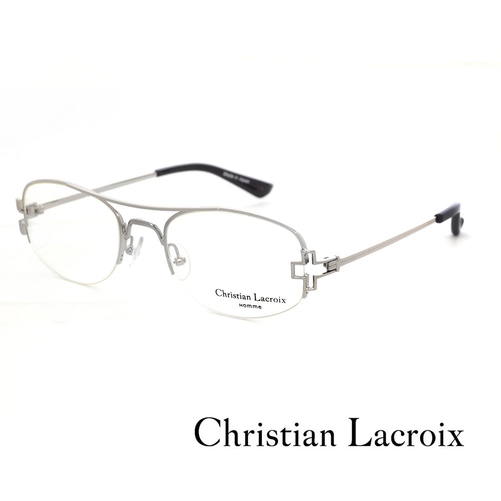 Christian Lacroix 法式金屬飛行員/復古十字款光學眼鏡(銀色 - CL4001-800)