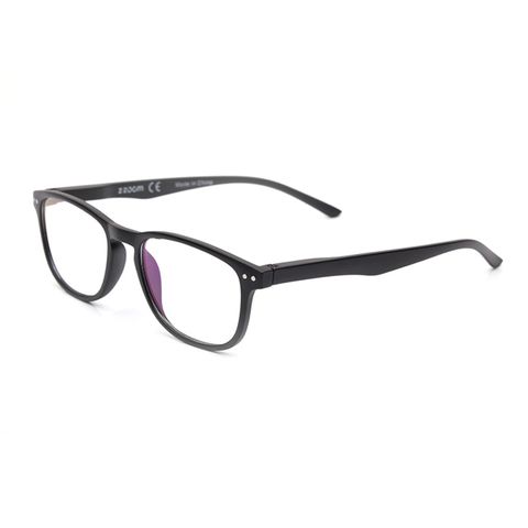 【 Z·ZOOM 】 老花眼鏡/平光眼鏡 抗藍光防護系列 知性矩形細框款(黑色)