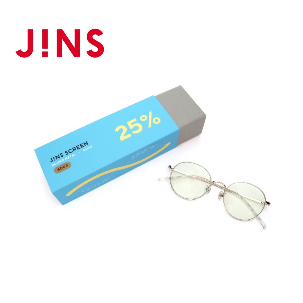 JINS  無度數25%濾藍光盒裝眼鏡(FPC-23S-104)金色