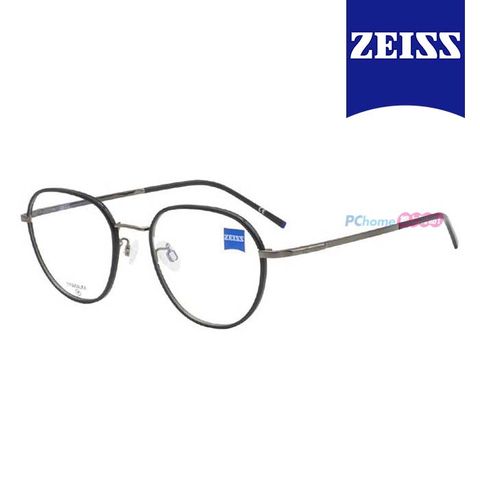 ZEISS 蔡司 鈦金屬 光學鏡框眼鏡 ZS22111LB 002 橢圓框眼鏡 黑框/槍黑鏡腳 52mm