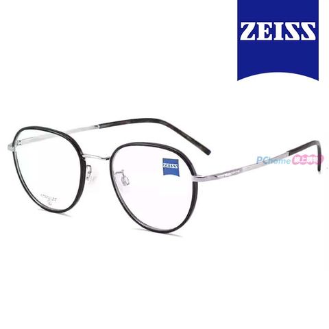 ZEISS 蔡司 鈦金屬 光學鏡框眼鏡 ZS22111LB 239 橢圓框眼鏡 黑銀框/玳瑁色鏡腳 52mm