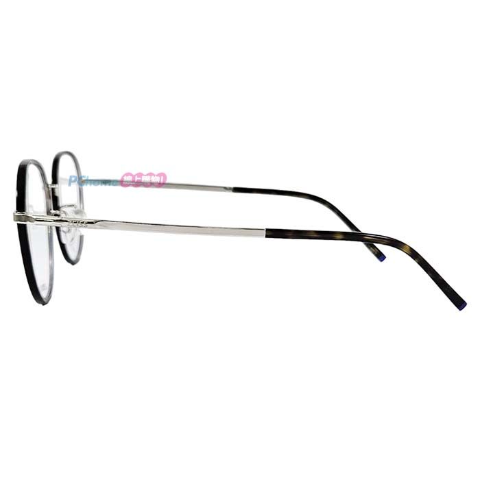 ZEISS 蔡司 鈦金屬 光學鏡框眼鏡 ZS22111LB 239 橢圓框眼鏡 黑銀框/玳瑁色鏡腳 52mm