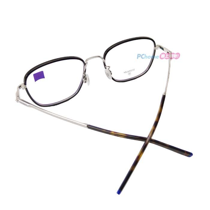 ZEISS 蔡司 鈦金屬 光學鏡框眼鏡 ZS22112LB 239 橢圓方框眼鏡 黑銀框/玳瑁鏡腳 53mm
