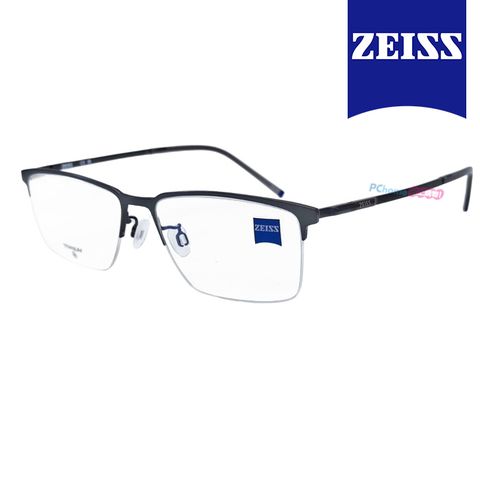 ZEISS 蔡司 鈦金屬 光學鏡框眼鏡 ZS22113LB 030 長方形半框眼鏡 深灰色/灰色透明鏡腳 57mm