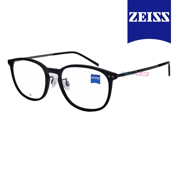 ZEISS 蔡司 鈦金屬 光學鏡框眼鏡ZS22704LB 001 橢圓方框眼鏡 黑膠框/銀色鏡腳 52mm