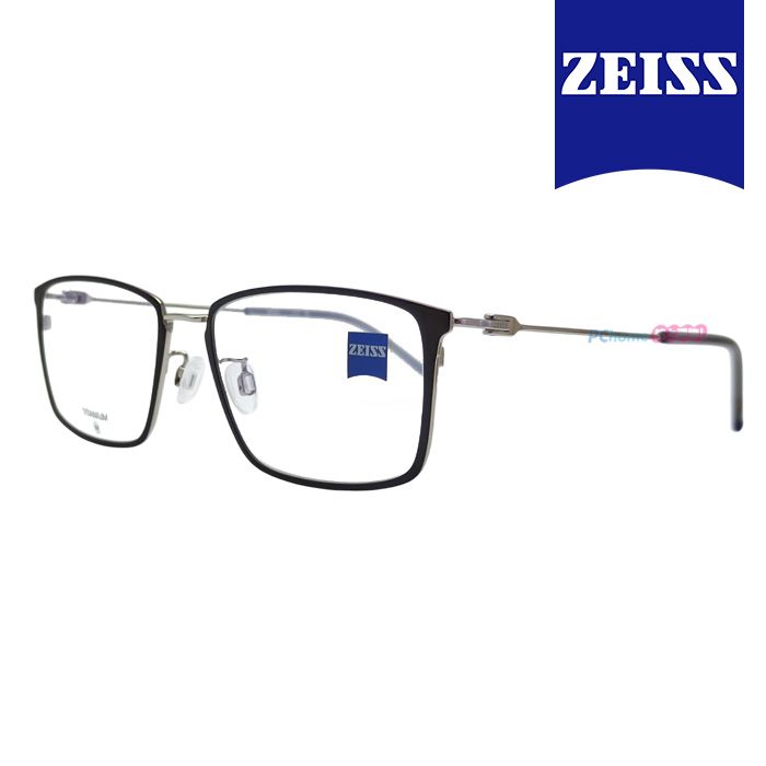 ZEISS 蔡司 鈦金屬 光學鏡框眼鏡 ZS22114LB 020 黑色長方形框/銀色鏡腳 56mm