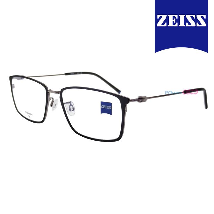 ZEISS 蔡司 鈦金屬 光學鏡框眼鏡 ZS22114LB 001 黑色長方形框/鐵灰色鏡腳 56mm