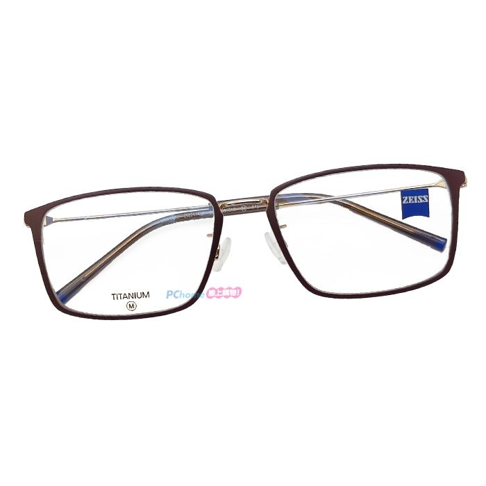 ZEISS 蔡司 鈦金屬 光學鏡框眼鏡 ZS22114LB 201 棕色長方形框/玫瑰金鏡腳 56mm