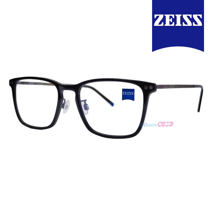 ZEISS 蔡司 鈦金屬 光學鏡框眼鏡 ZS22705LB 001 黑色長方形框/鐵灰色鏡腳 54mm