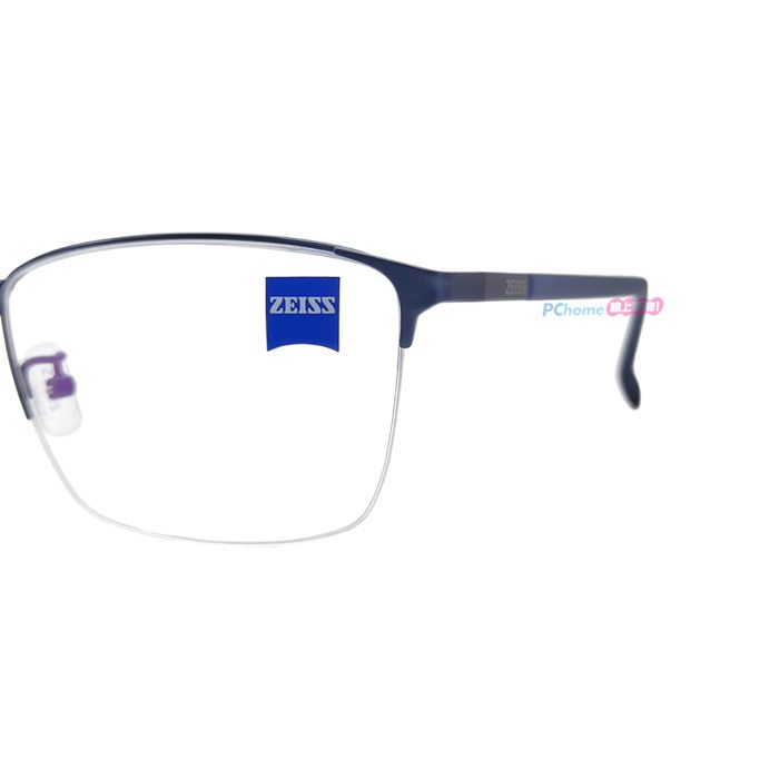 ZEISS 蔡司 鈦金屬 光學鏡框眼鏡 ZS22119LB 401 藍色長方形半框/藍色鏡腳 56mm