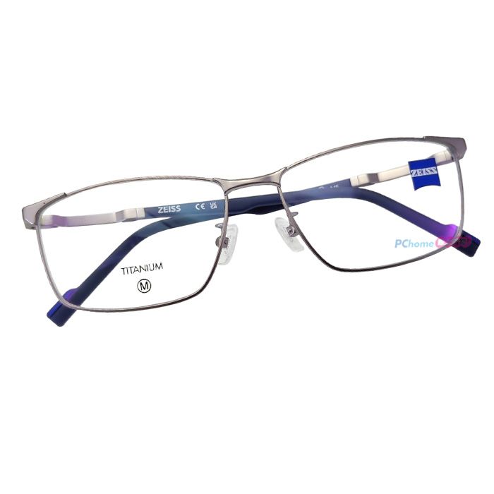 ZEISS 蔡司 鈦金屬 光學鏡框眼鏡 ZS22121LB 070 銀色長方形框/槍黑色鏡腳 56mm