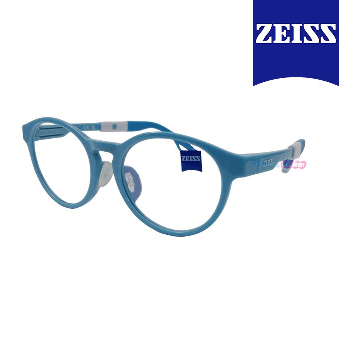 ZEISS 蔡司 兒童安全光學鏡框眼鏡 ZS23800ALB 455 水藍色橢圓形框/淡藍色鏡腳 45mm