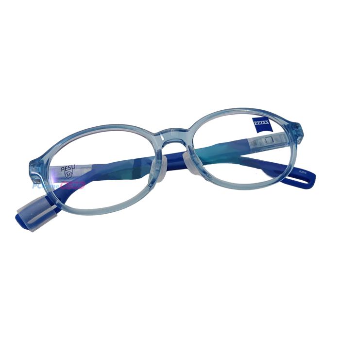 ZEISS 蔡司 兒童安全光學鏡框眼鏡 ZS23807ALB 455 晶藍色橢圓形框/寶藍色鏡腳 46mm