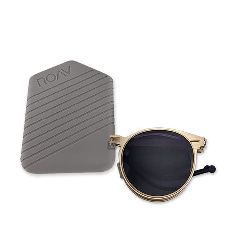 【ROAV】偏光太陽眼鏡 薄鋼 折疊墨鏡 Riviera 8103 C14.41 漸層灰色鏡片/淺金框 圓框墨鏡 52mm