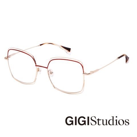 GIGI studio 【s】方形手繪雙鏡框平光眼鏡(金 - CURTIS-6598/9)