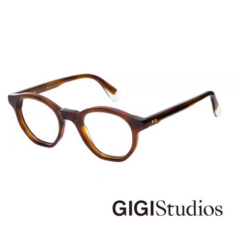 西班牙手造眼鏡【GIGI Studios】曲折造型波士頓圓框光學眼鏡(玳瑁 - COPERNICO-6779/2)