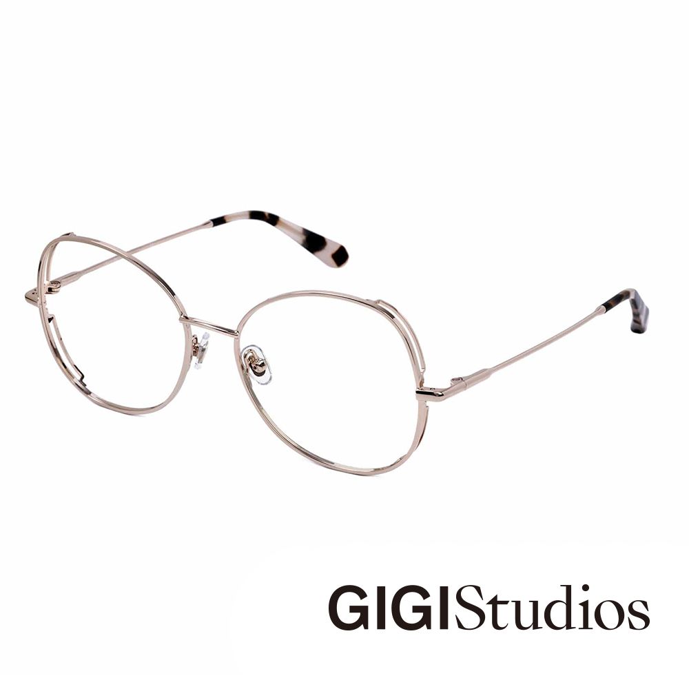 GIGI studio 【s】 歐式顯小臉大圓框金屬光學眼鏡(玫瑰金 - KAREN-6436/6)