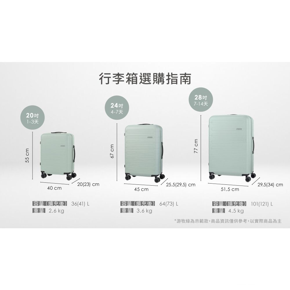 American Tourister 美國旅行者 20吋 NOVASTREAM 可擴充大容量輕量PC防盜拉鍊行李箱/登機箱(多色可選)
