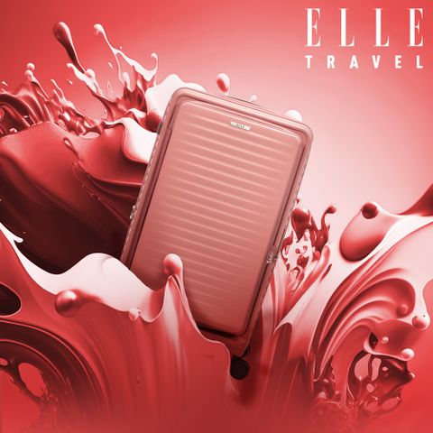 ELLE Travel 波紋系列-26吋高質感前開式擴充行李箱 防盜防爆拉鍊旅行箱/登機箱- 珊瑚紅 EL31280