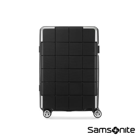 Samsonite新秀麗 28吋 CUBE-048 PP抗菌環保防盜拉鍊抗震輪行李箱(黑色)