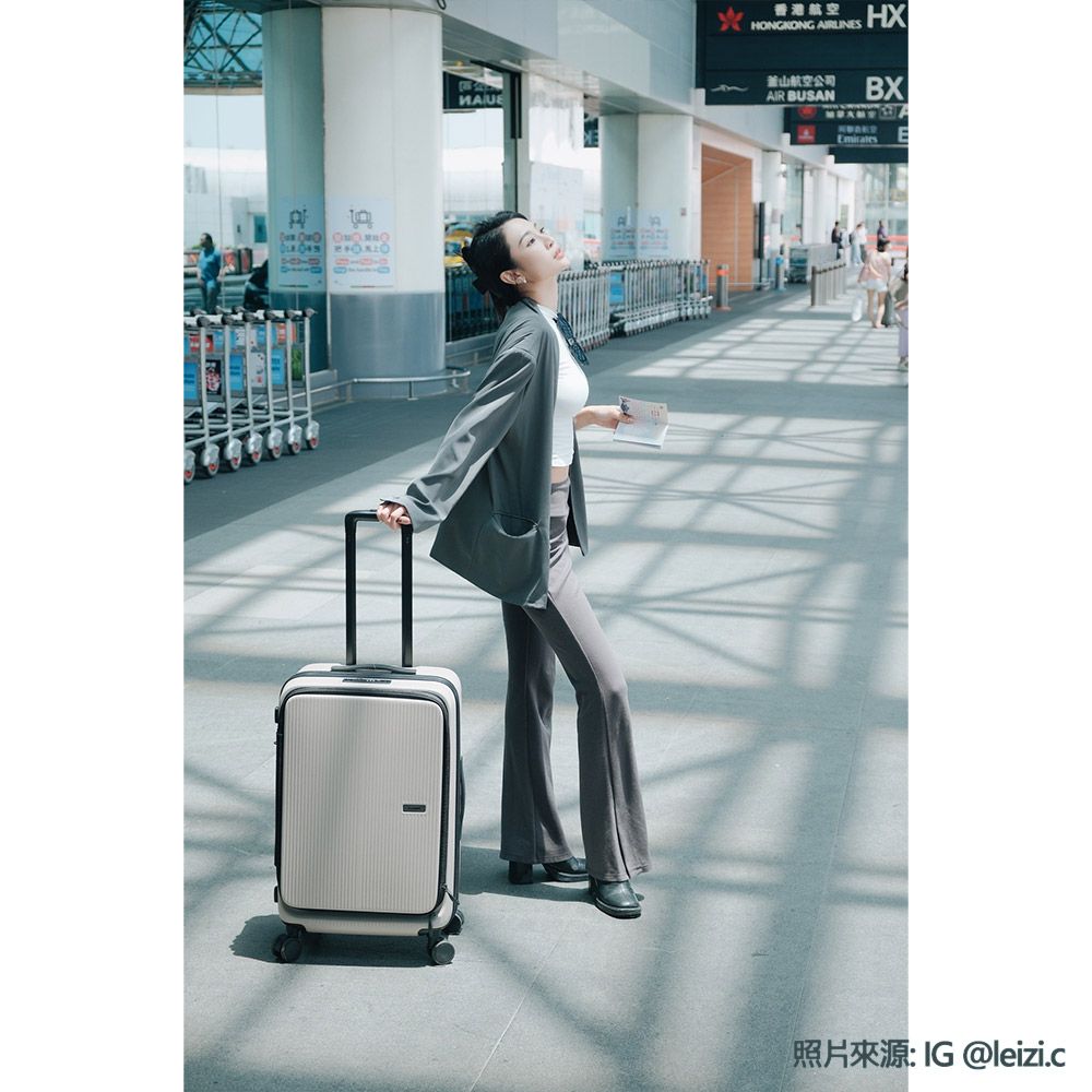CROWN 皇冠 DOPPIO C-F1910 質感雙前開行李箱 19.5吋 登機箱 拉桿箱