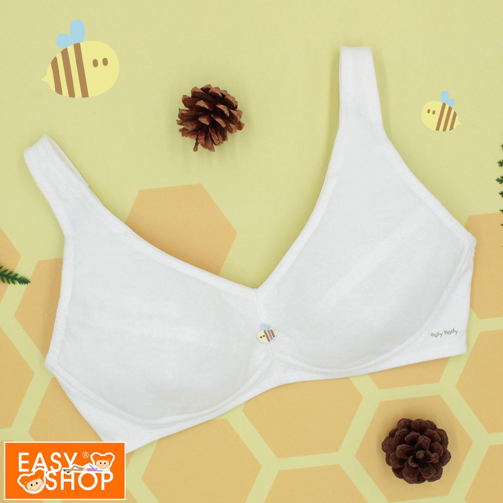 EASY SHOP easy body-Honeybee全罩無鋼圈美國棉少女內衣-濃濃牛奶白