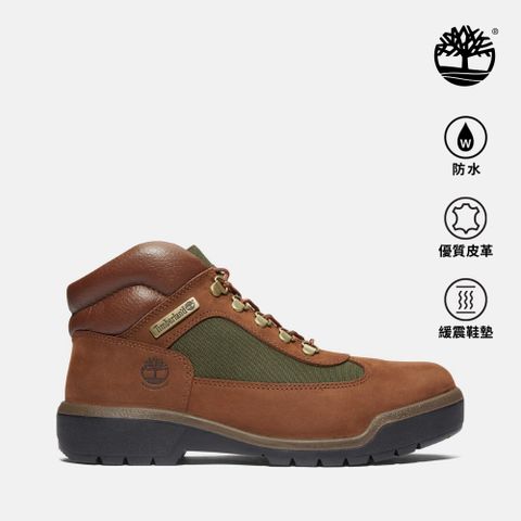 Timberland 男款深棕色磨砂革防水中筒戰地靴|A18A6D47
