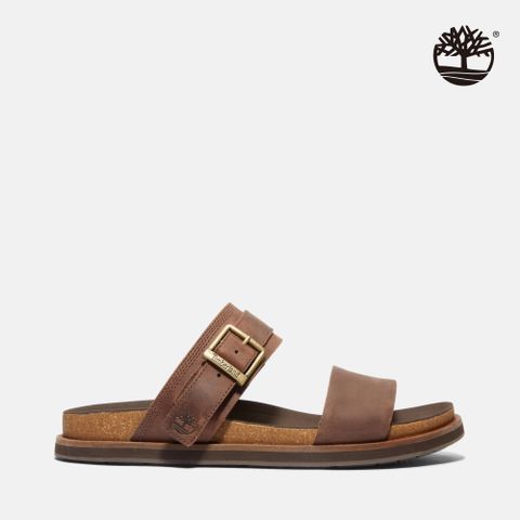 Timberland 男款深棕色後帶式皮革涼鞋｜A419HV13