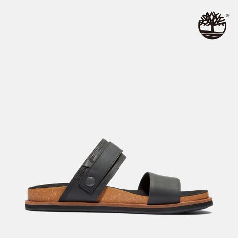 Timberland 男款黑色後帶式皮革涼鞋｜A2CET015