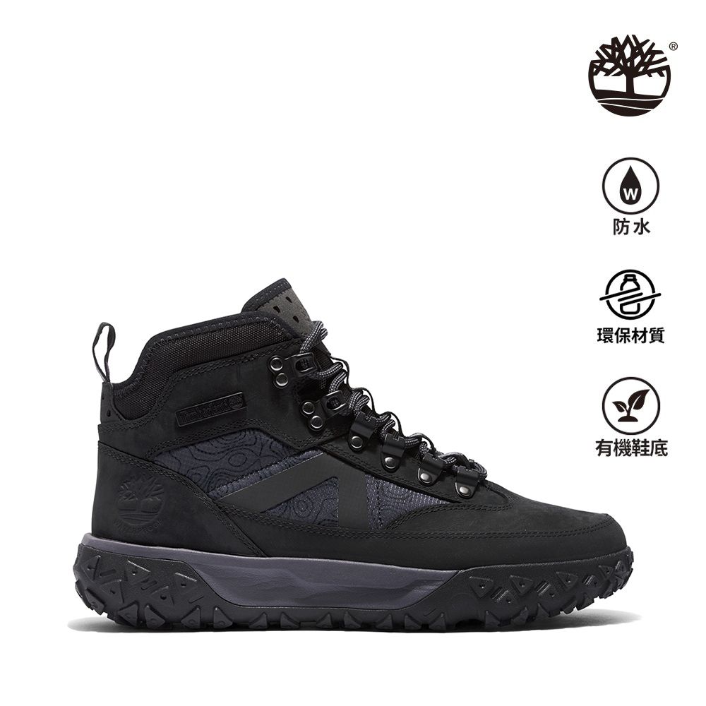 Timberland  男款黑色Greenstride Motion 6 防水中筒健行鞋|A5XRG015