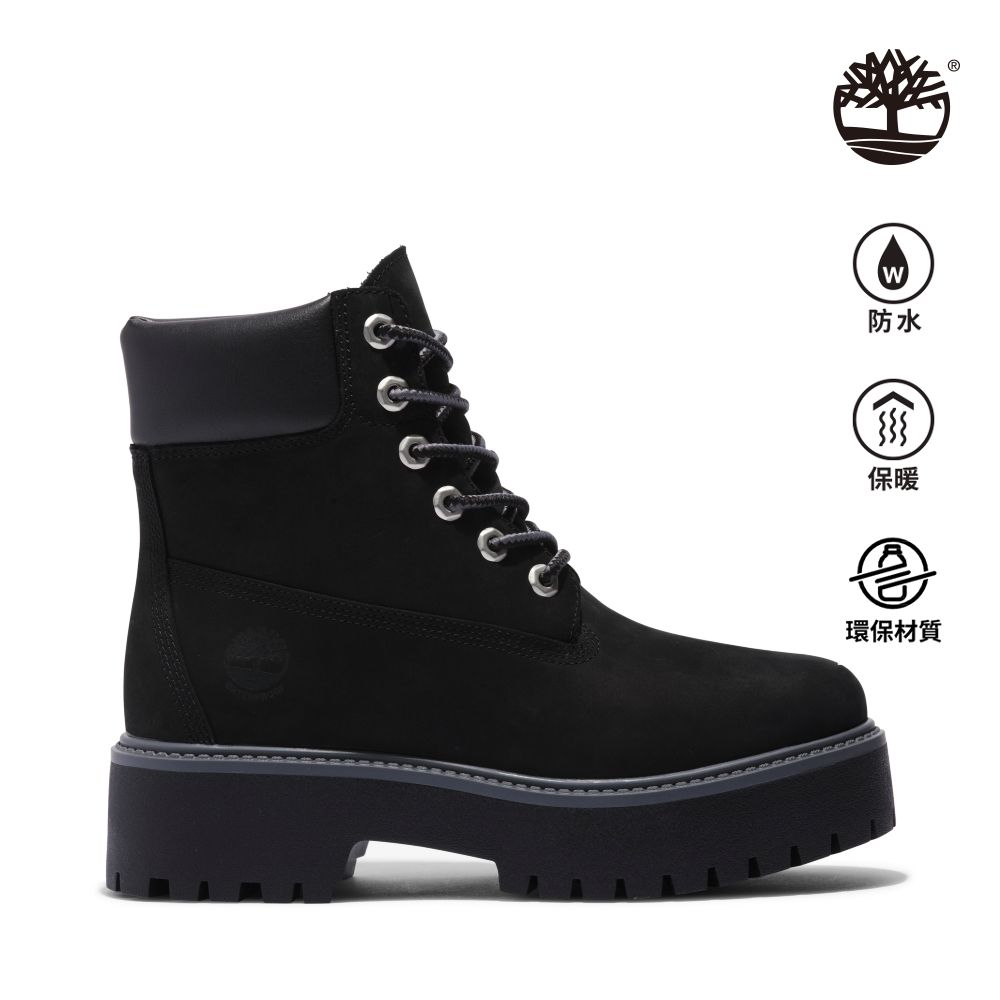 Timberland  女款黑色 Stone Street 6吋厚底防水靴|A5RH5015