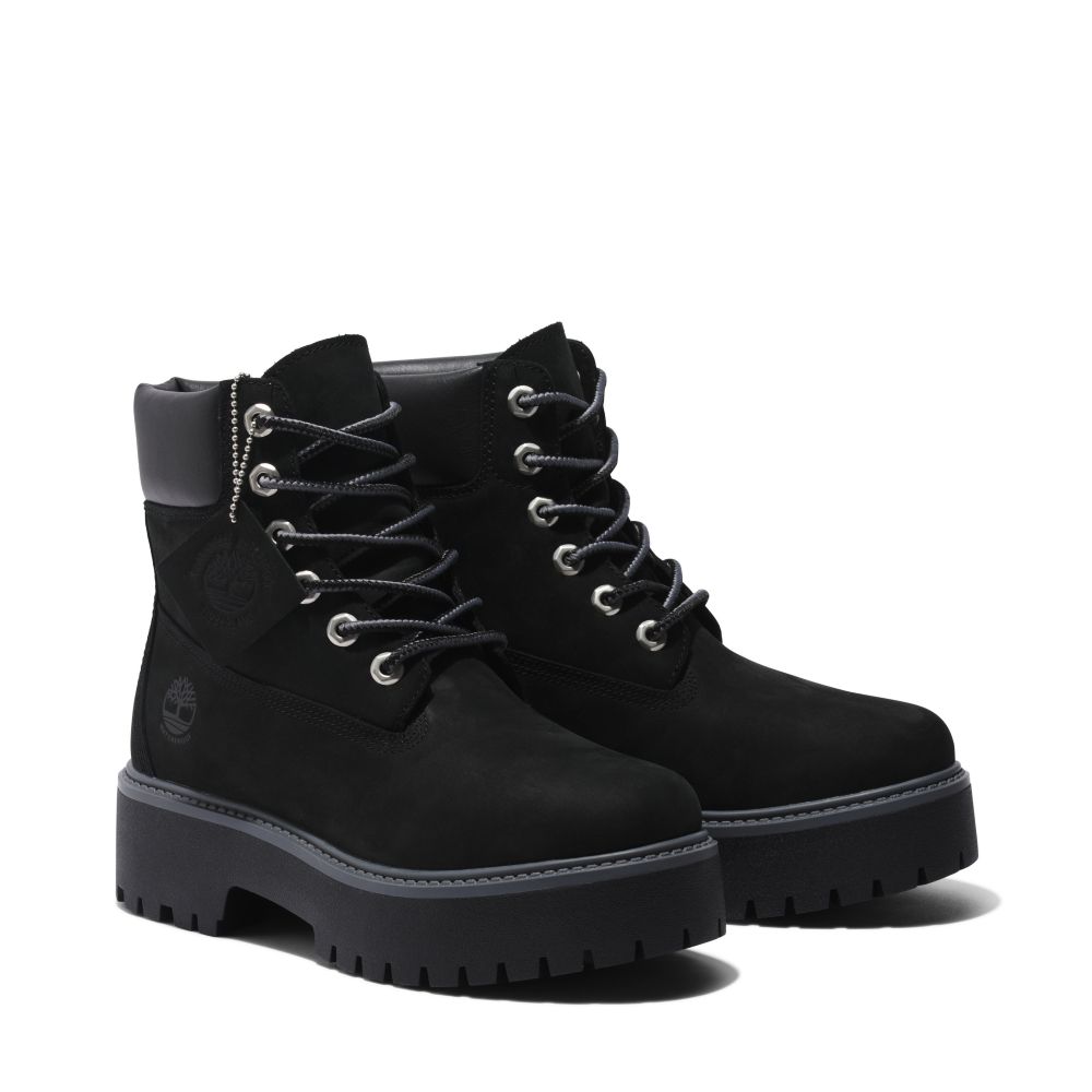 Timberland  女款黑色 Stone Street 6吋厚底防水靴|A5RH5015