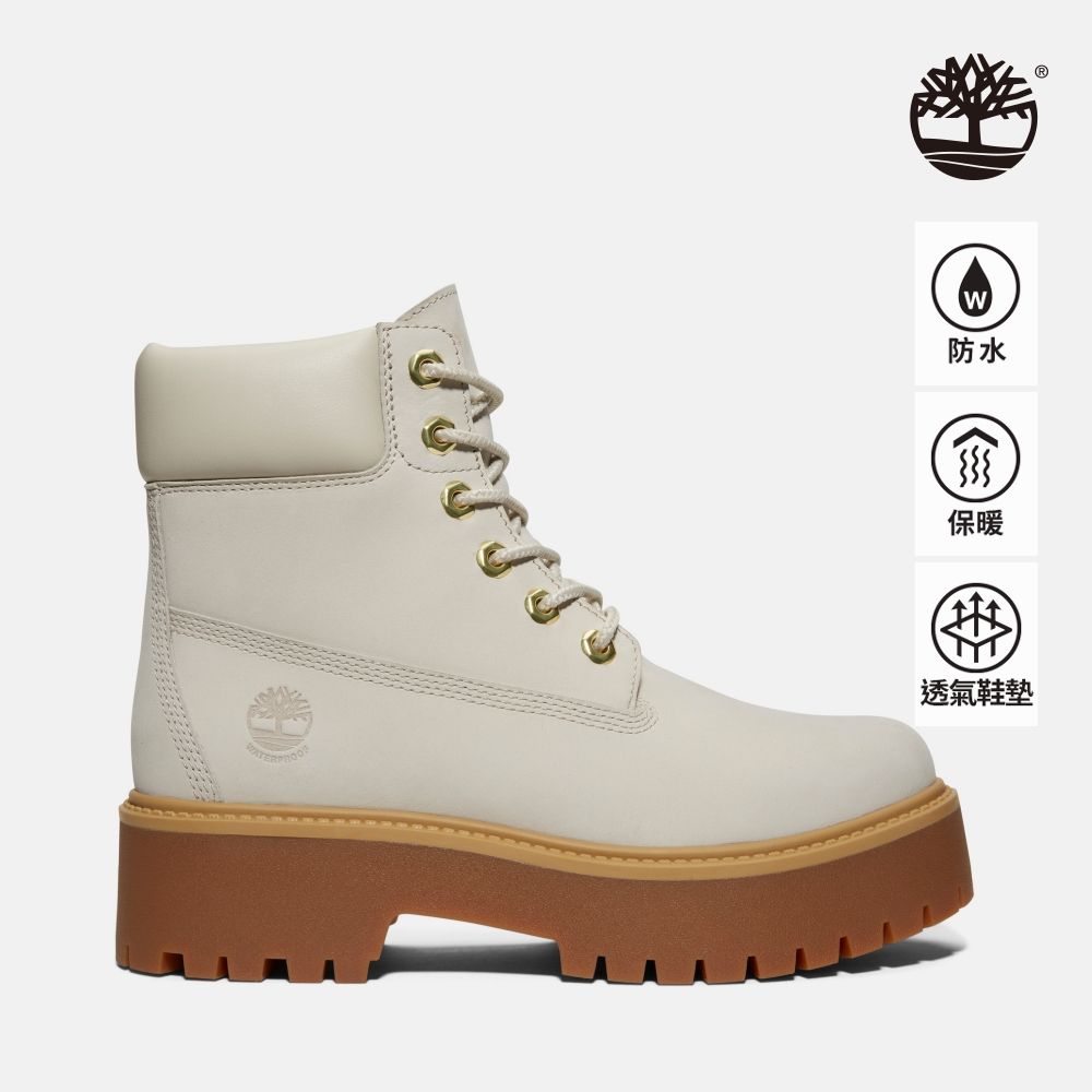 Timberland 女款淺米色Stone Street 防水六吋靴|A6AWZF48