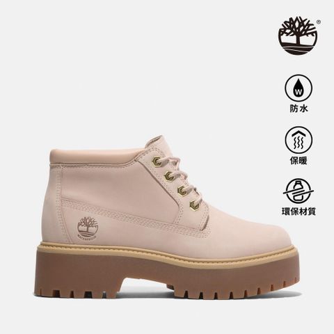 Timberland 女款淺米色Stone Street防水厚底中筒靴|A2HA9EN7