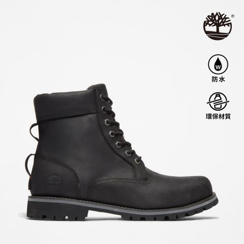 Timberland 男款黑色皮革防水6吋靴|A2KTV015