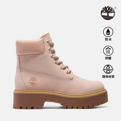 Timberland 女款淺粉色Stone Street防水厚底6吋靴|A6AWCDR1