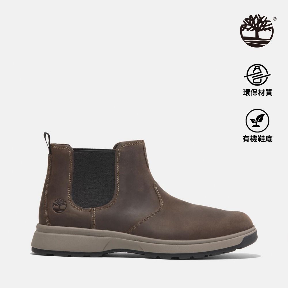 Timberland 男款深棕色中筒切爾西靴|A41G7W01