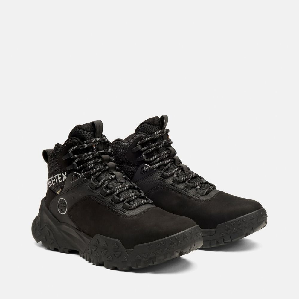 Timberland 男款黑色Motion Scramble GORE-TEX 防水中筒健行鞋|A6D1DW05